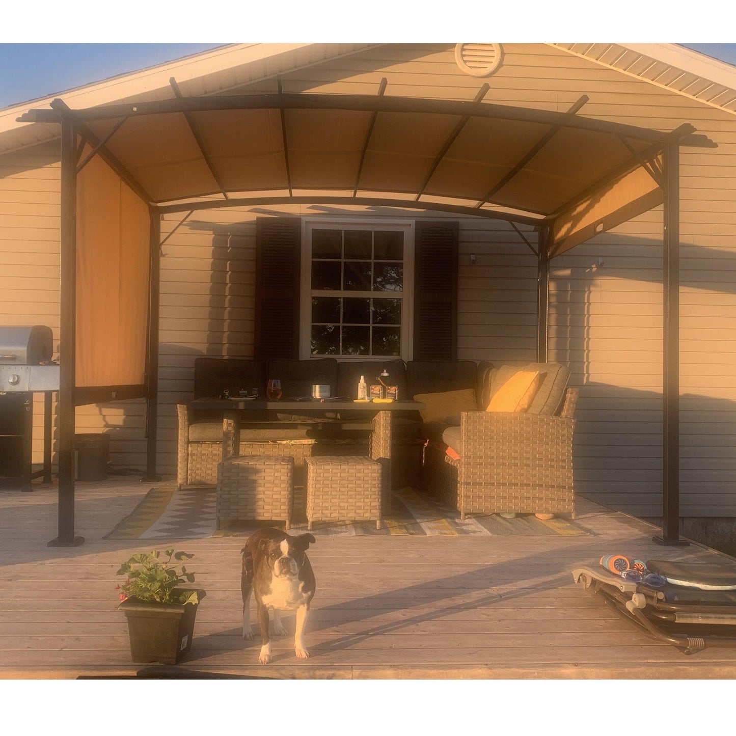 12 x 9 Ft Outdoor Pergola Patio Gazebo,Retractable Shade Canopy,Steel Frame Grape Gazebo,Sunshelter Pergola for Gardens,Terraces,Backyard FredCo