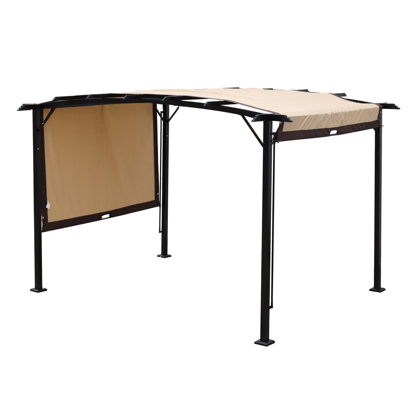 12 x 9 Ft Outdoor Pergola Patio Gazebo,Retractable Shade Canopy,Steel Frame Grape Gazebo,Sunshelter Pergola for Gardens,Terraces,Backyard FredCo