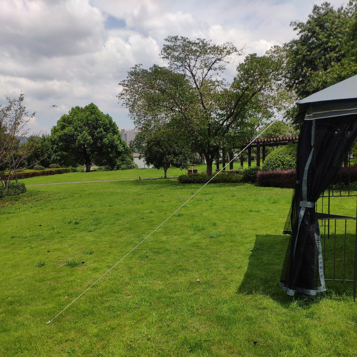 13x10 Outdoor Patio Gazebo Canopy Tent With Ventilated Double Roof And Mosquito net Grey FredCo