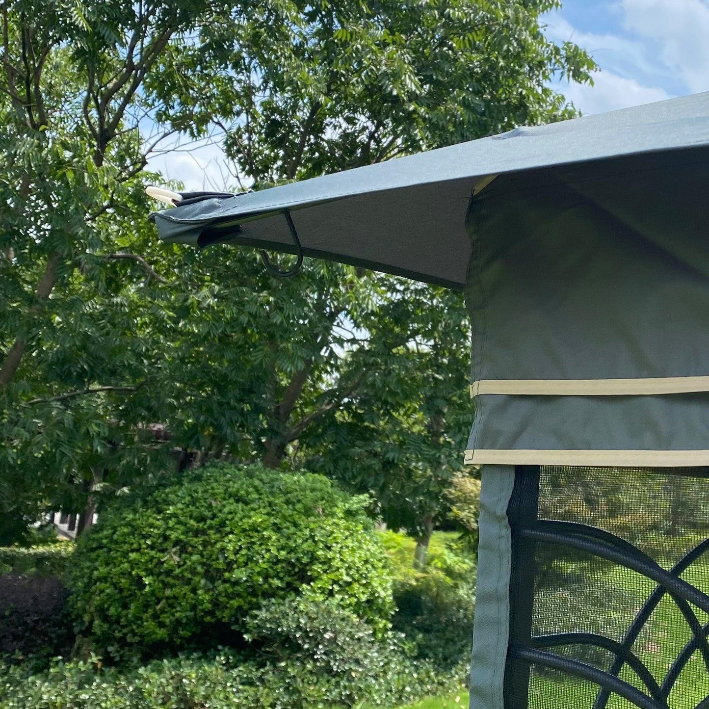 13x10 Outdoor Patio Gazebo Canopy Tent With Ventilated Double Roof And Mosquito net Grey FredCo