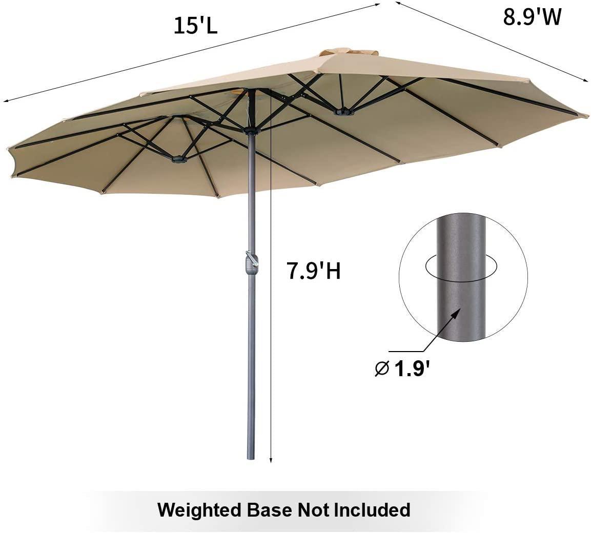 15x9ft Double-Sided Patio Umbrella Outdoor Market Umbrella (1.9" Pole,Beige) B083KH6JTB FredCo