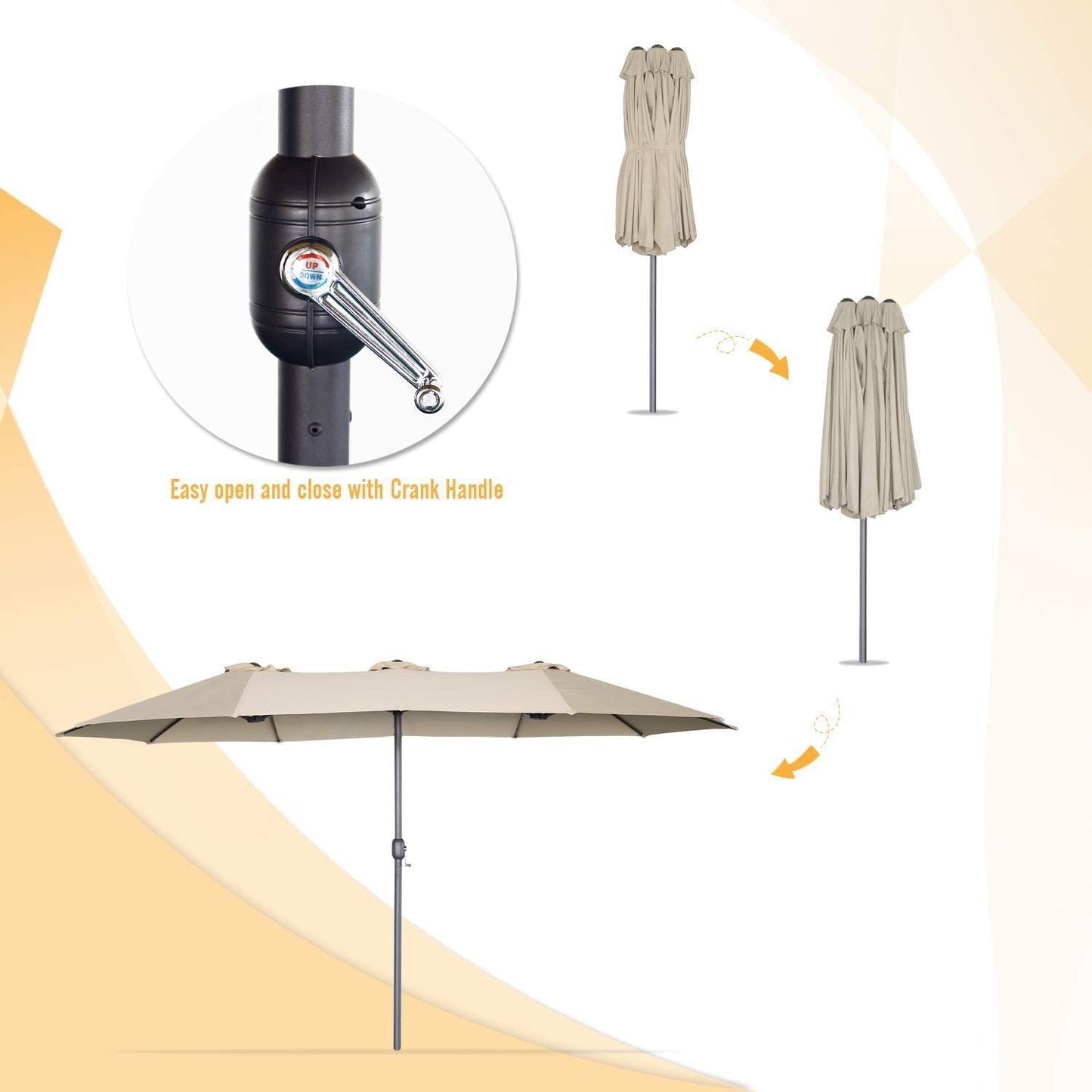 15x9ft Double-Sided Patio Umbrella Outdoor Market Umbrella (1.9" Pole,Beige) B083KH6JTB FredCo