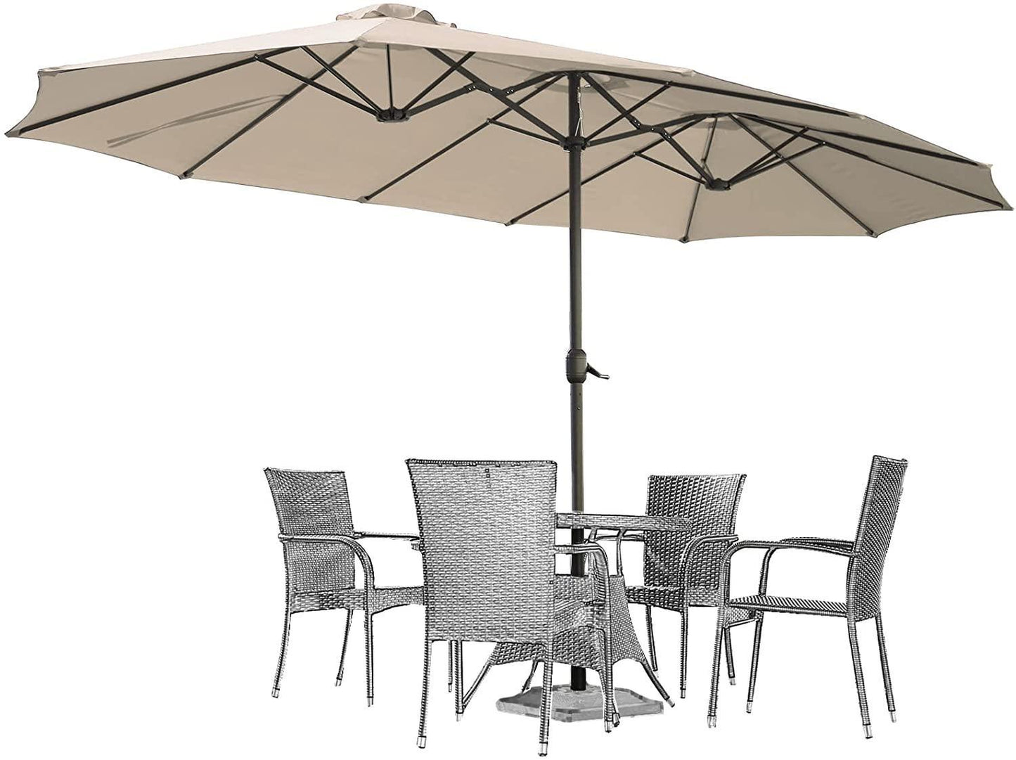 15x9ft Double-Sided Patio Umbrella Outdoor Market Umbrella (1.9" Pole,Beige) B083KH6JTB FredCo
