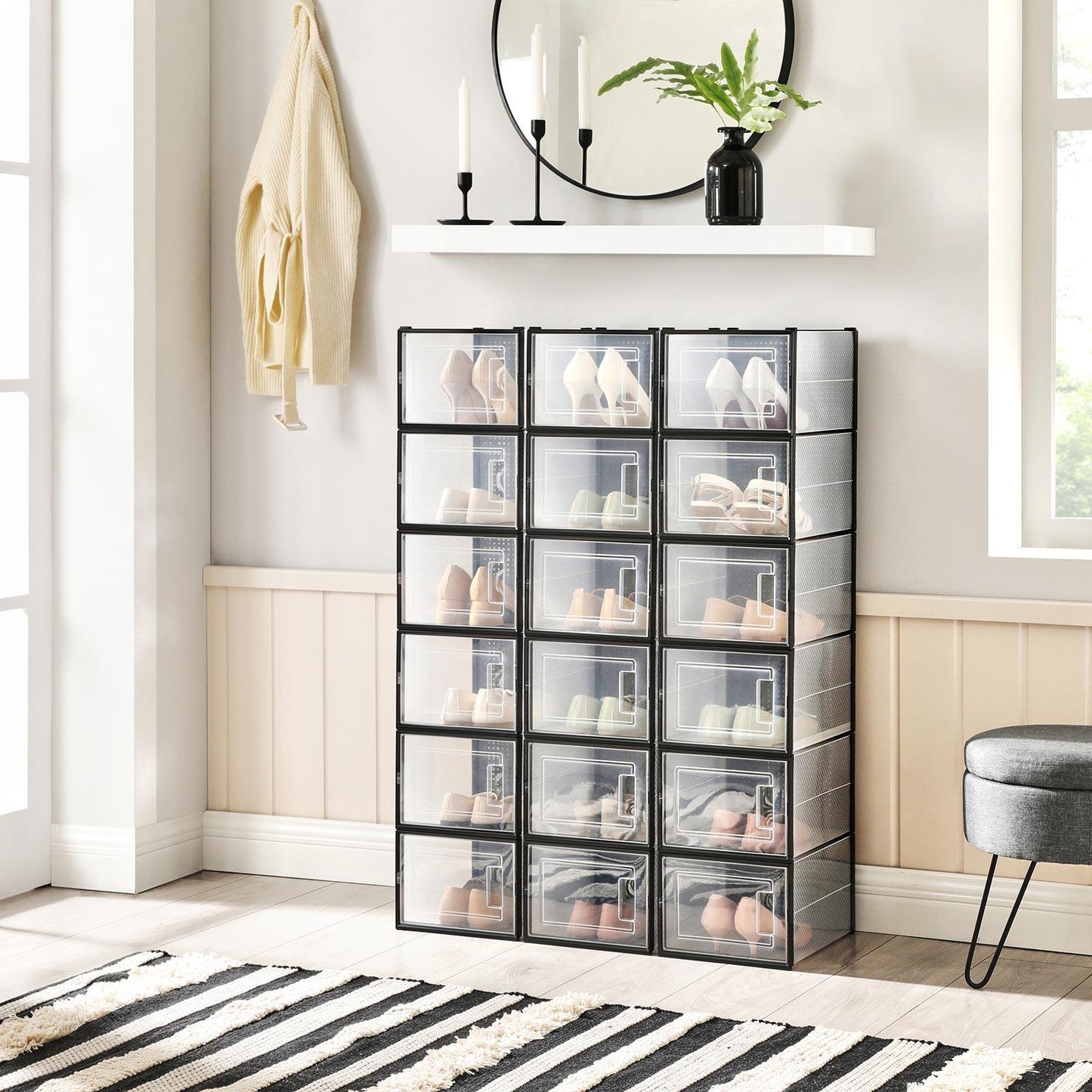 18x Shoe Boxes Transparent and Black FredCo