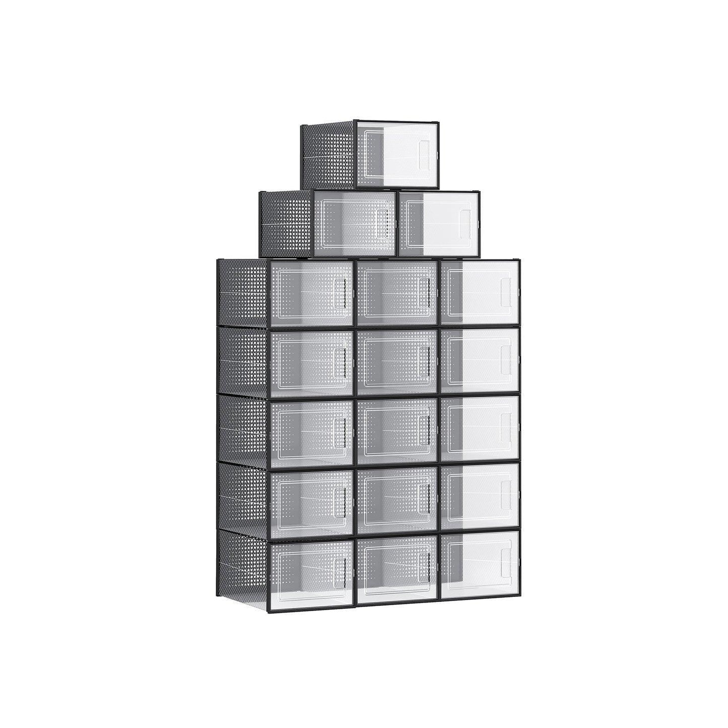 18x Shoe Boxes Transparent and Black FredCo
