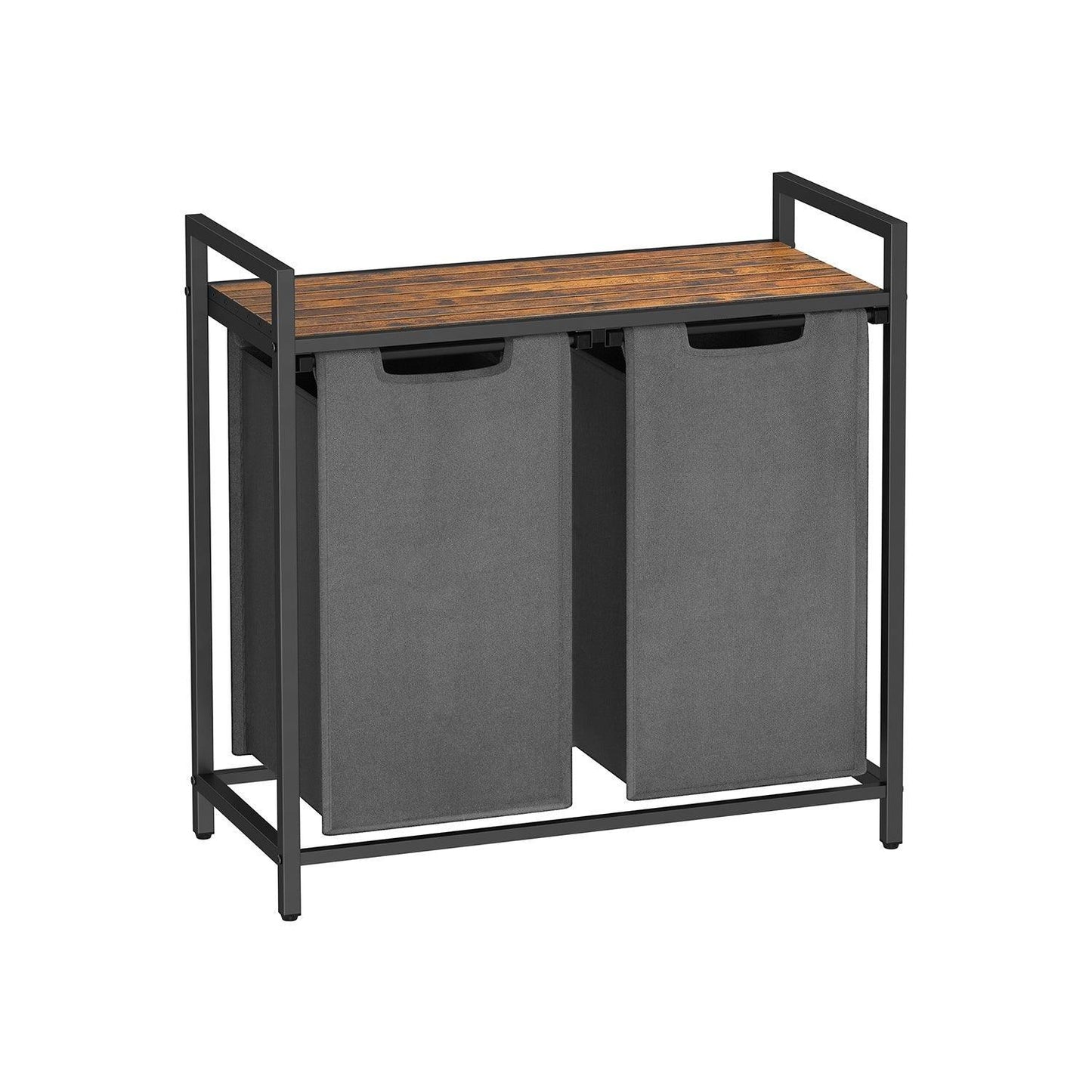 2-Compartment Laundry Basket, Brown and Gray FredCo