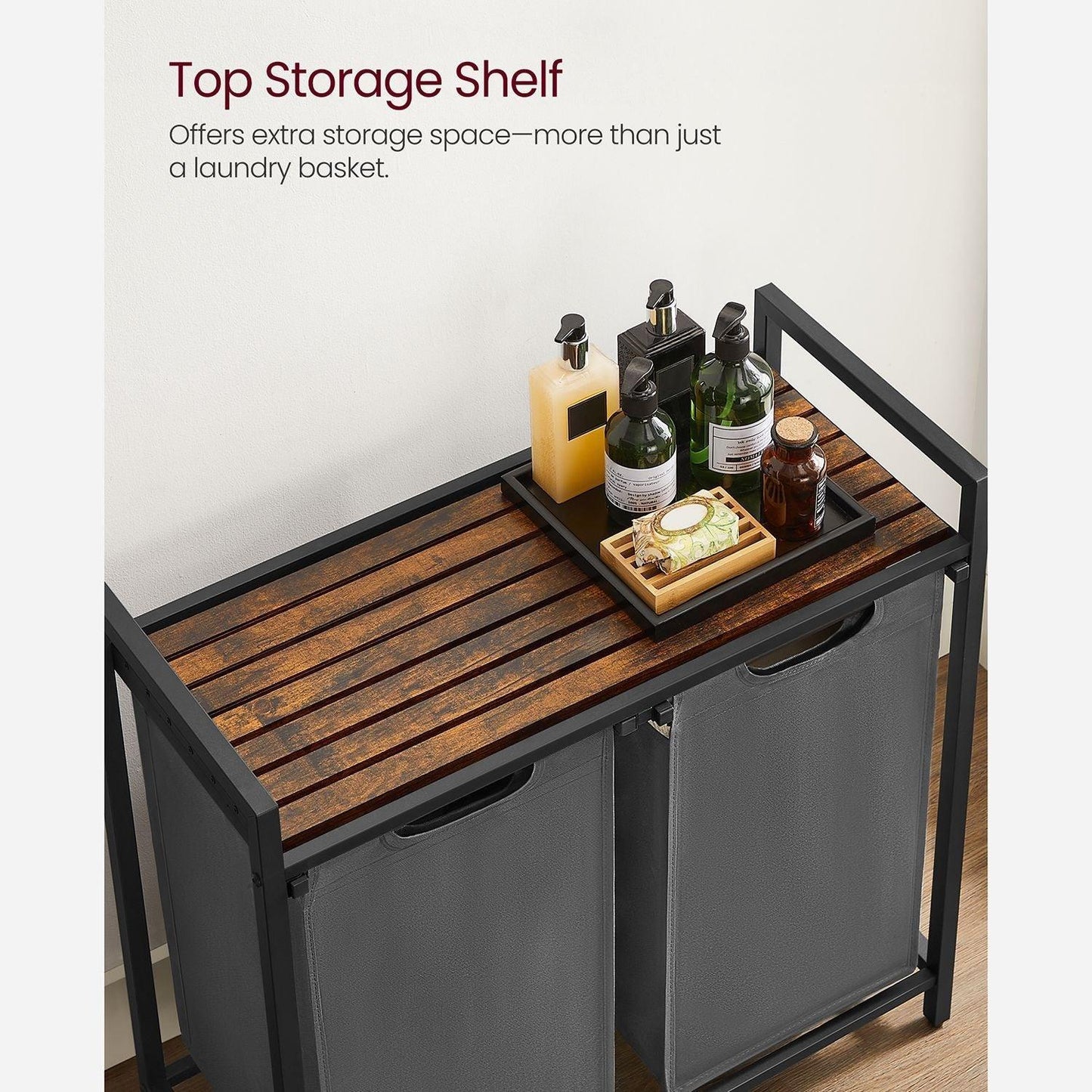 2-Compartment Laundry Basket, Brown and Gray FredCo