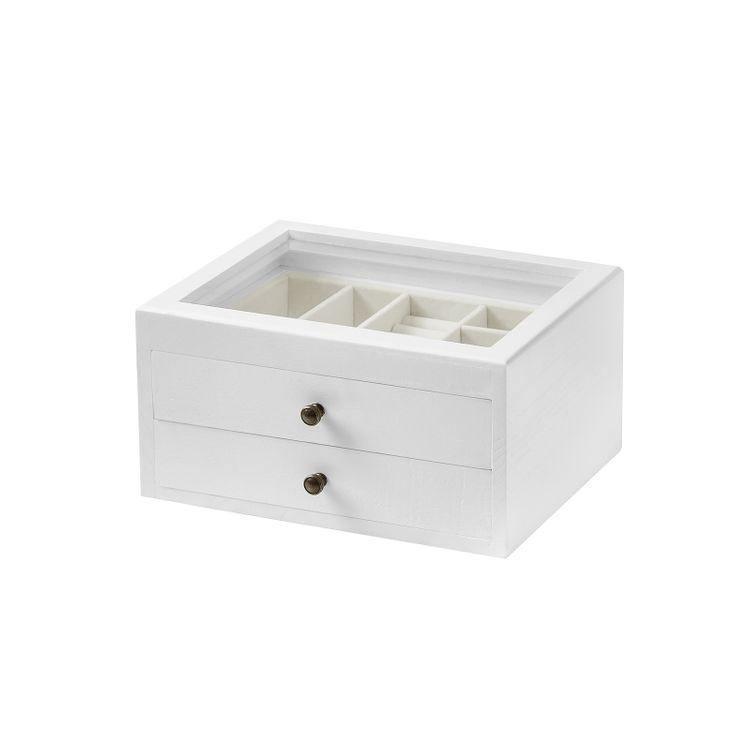 2-Tier Wooden Jewelry Case White FredCo