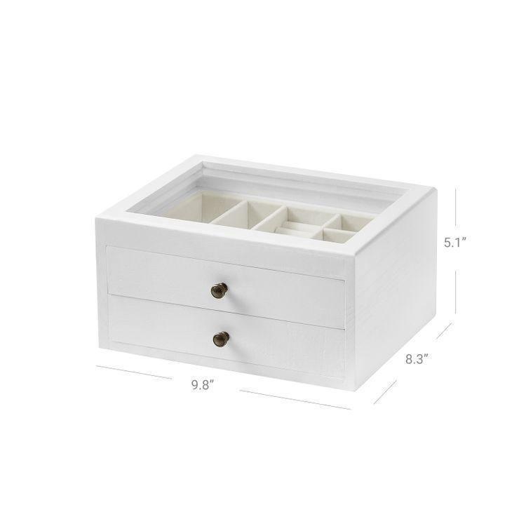 2-Tier Wooden Jewelry Case White FredCo