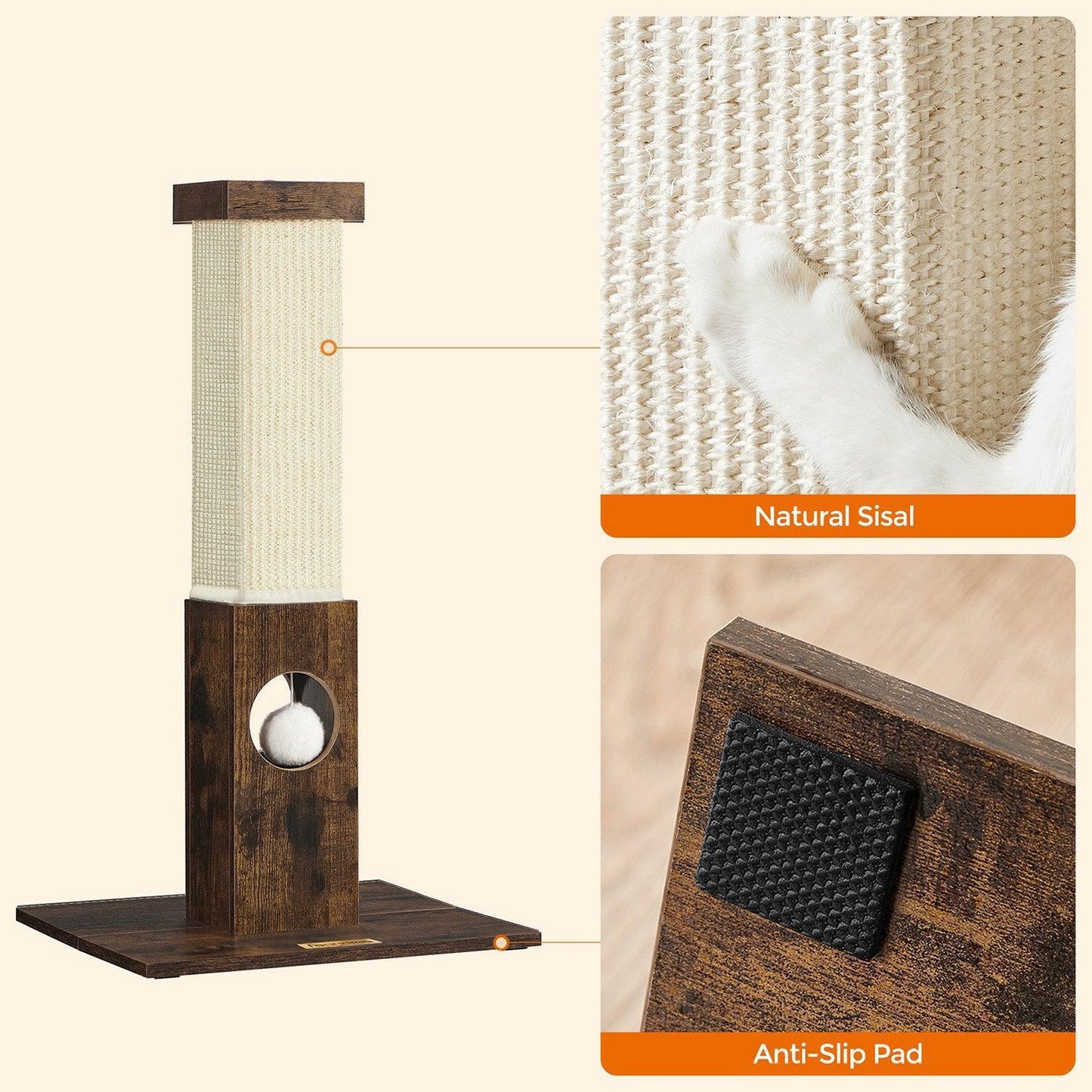 28 Inch Cat Scratching Post Brown FredCo