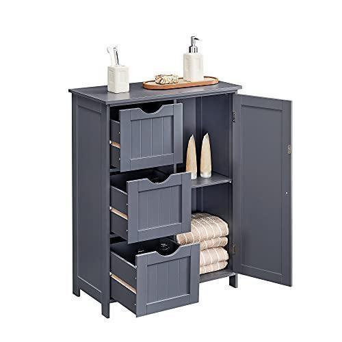 3 Large Drawers Floor Cabinet Gray FredCo