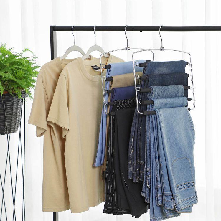 3 Pack Pants Hangers Black and Silver FredCo