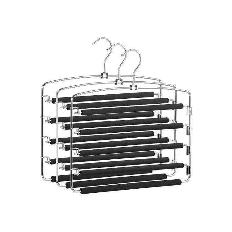 3 Pack Pants Hangers Black and Silver FredCo