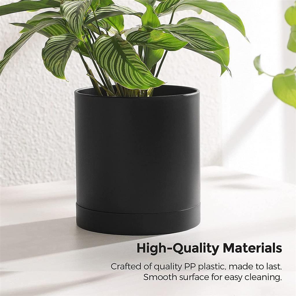 3 Plastic Planters Set Black FredCo