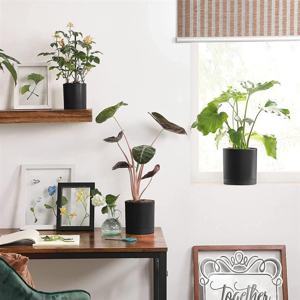 3 Plastic Planters Set Black FredCo