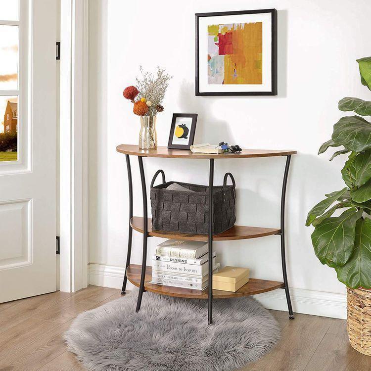 3 Shelves Console Table Rustic Brown FredCo