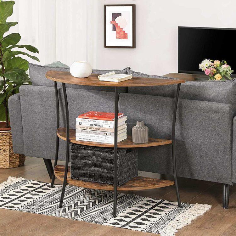 3 Shelves Console Table Rustic Brown FredCo