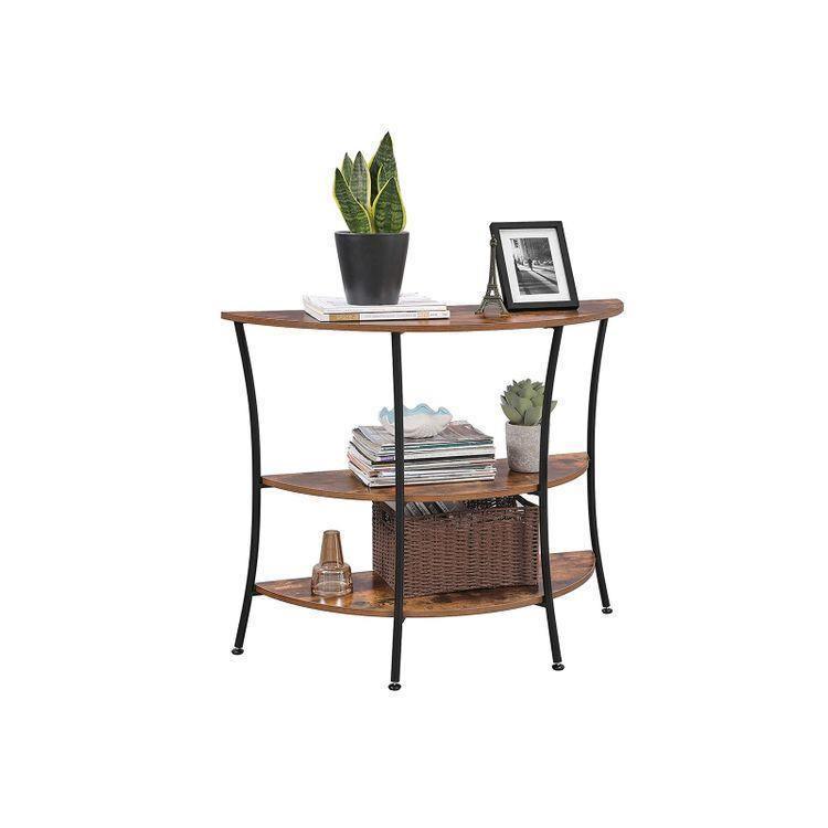3 Shelves Console Table Rustic Brown FredCo