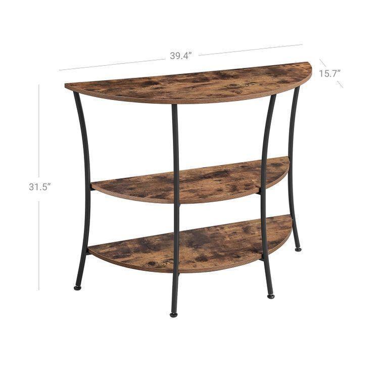 3 Shelves Console Table Rustic Brown FredCo