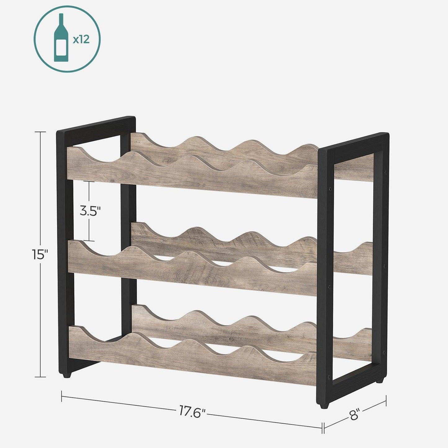3-Tier Countertop Wine Rack, 12 Bottles Bamboo FredCo