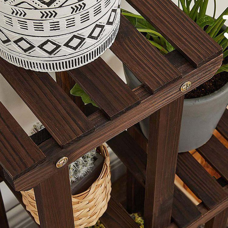 3-Tier Indoor Plant Shelf Rustic Dark Brown FredCo