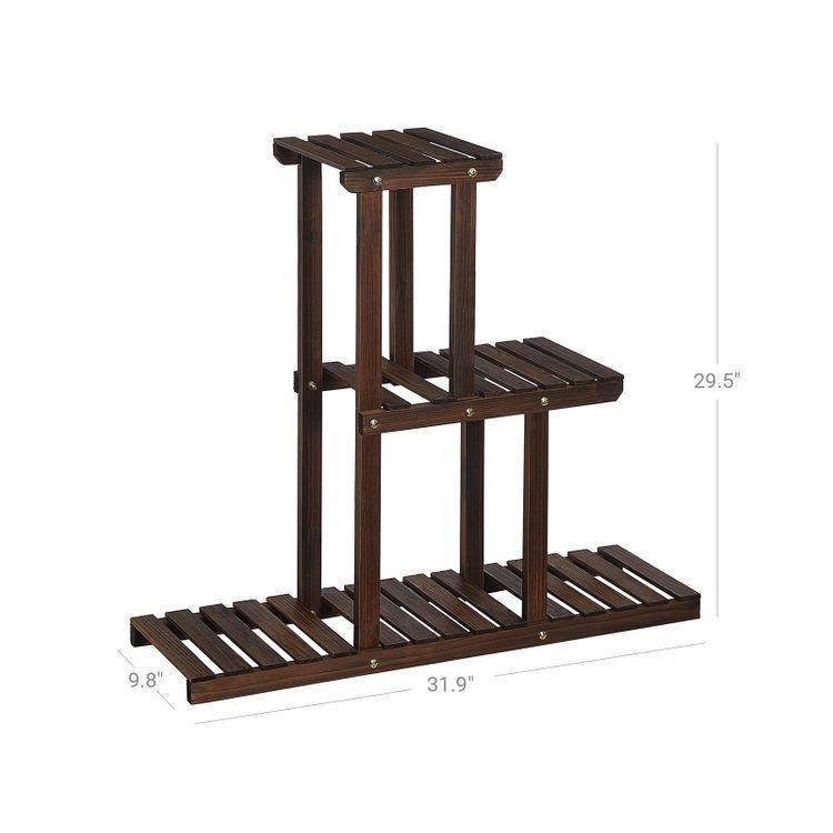 3-Tier Indoor Plant Shelf Rustic Dark Brown FredCo