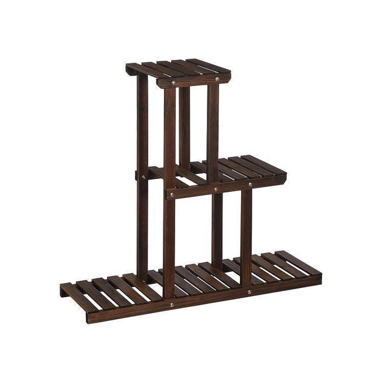 3-Tier Indoor Plant Shelf Rustic Dark Brown FredCo