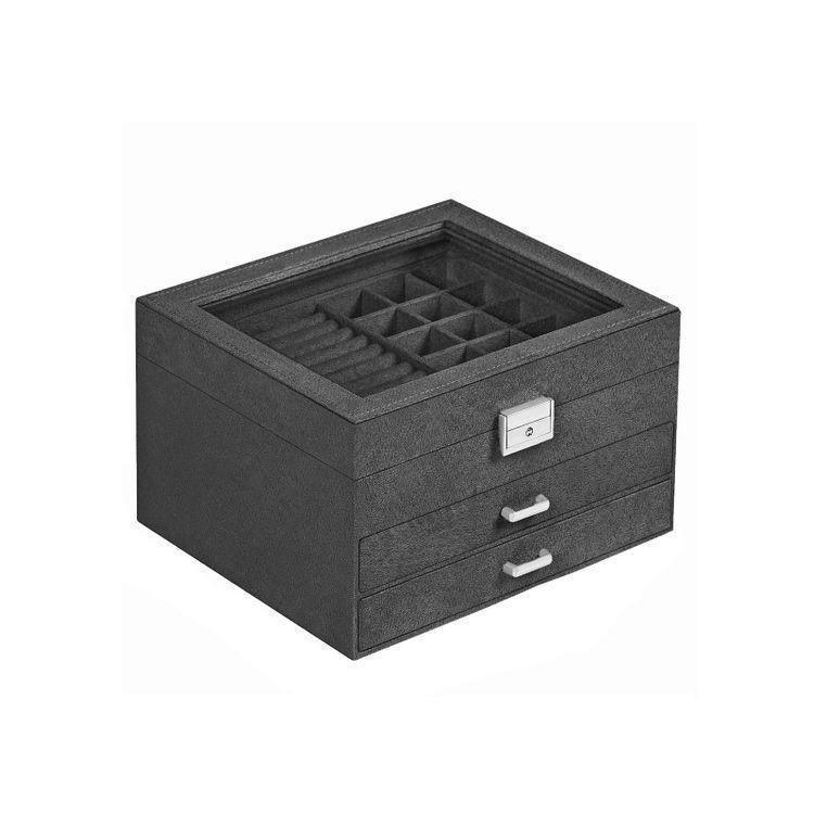 3-Tier Jewelry Display Case Gray FredCo