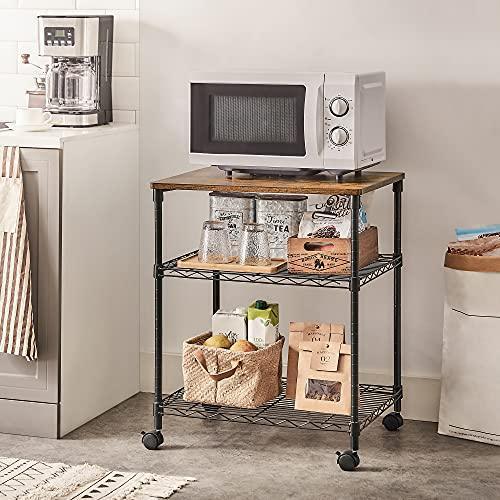 3-Tier Metal Printer Cart with Adjustable Shelves with Wheels Black FredCo