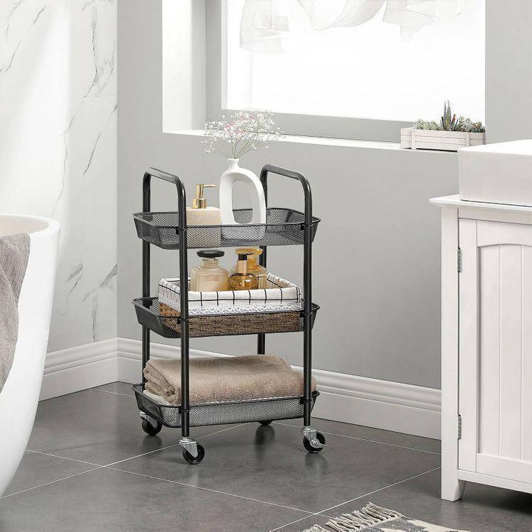 3-Tier Metal Storage Cart Black FredCo