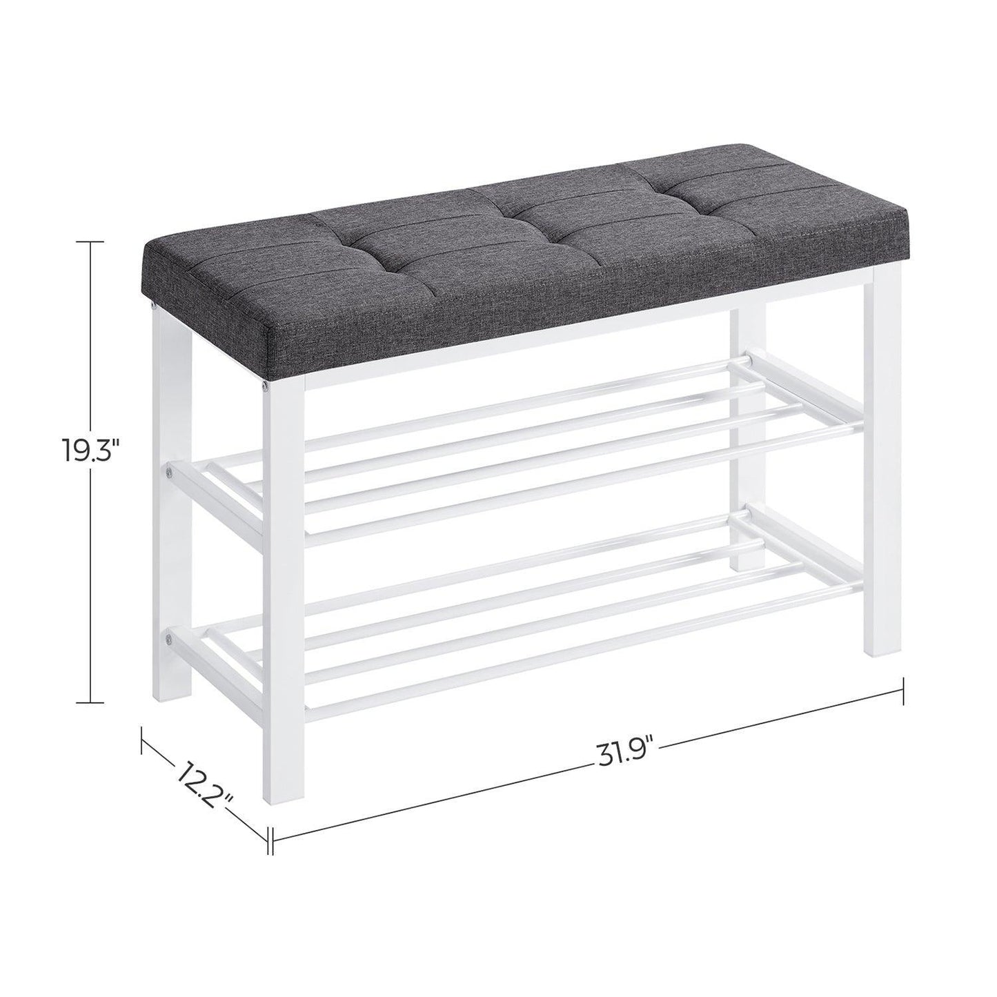 3-Tier Shoe Storage Bench White and Gray FredCo