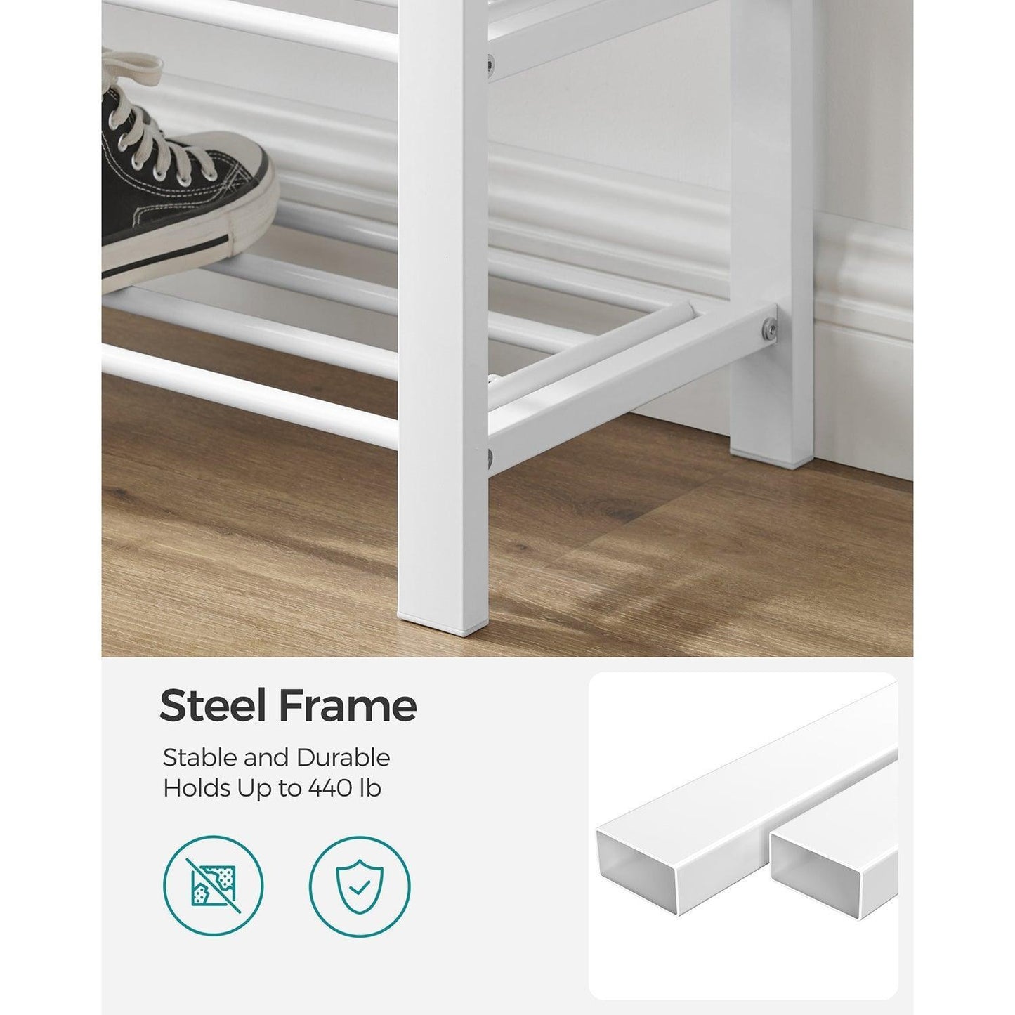 3-Tier Shoe Storage Bench White and Gray FredCo