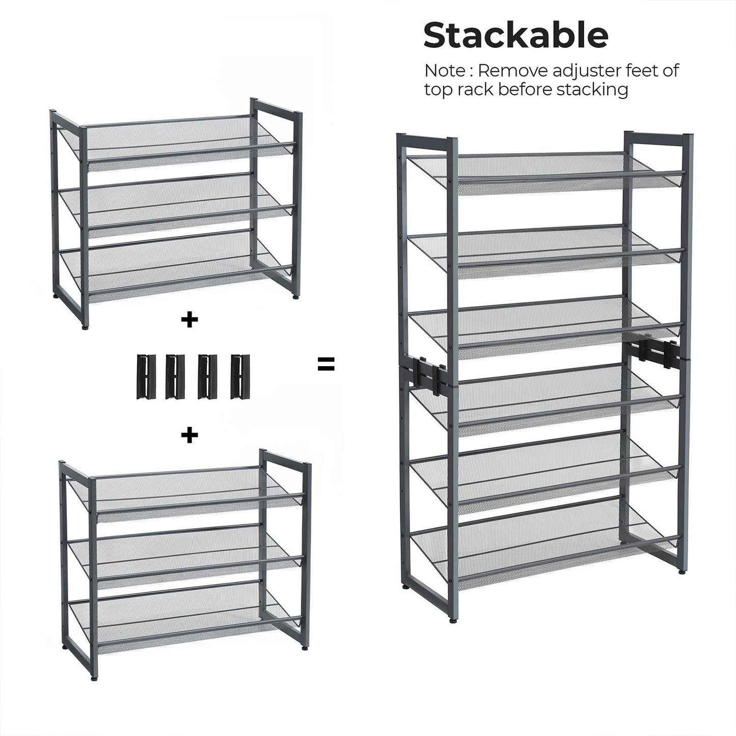 3-Tier Shoe Storage Rack with Adjustable Shelves FredCo