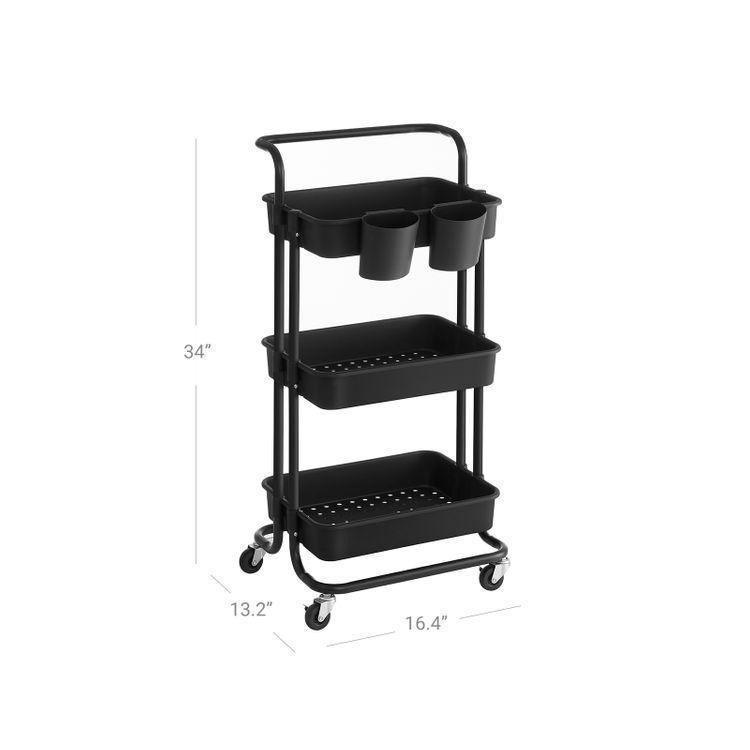 3-Tier Storage Cart Black FredCo