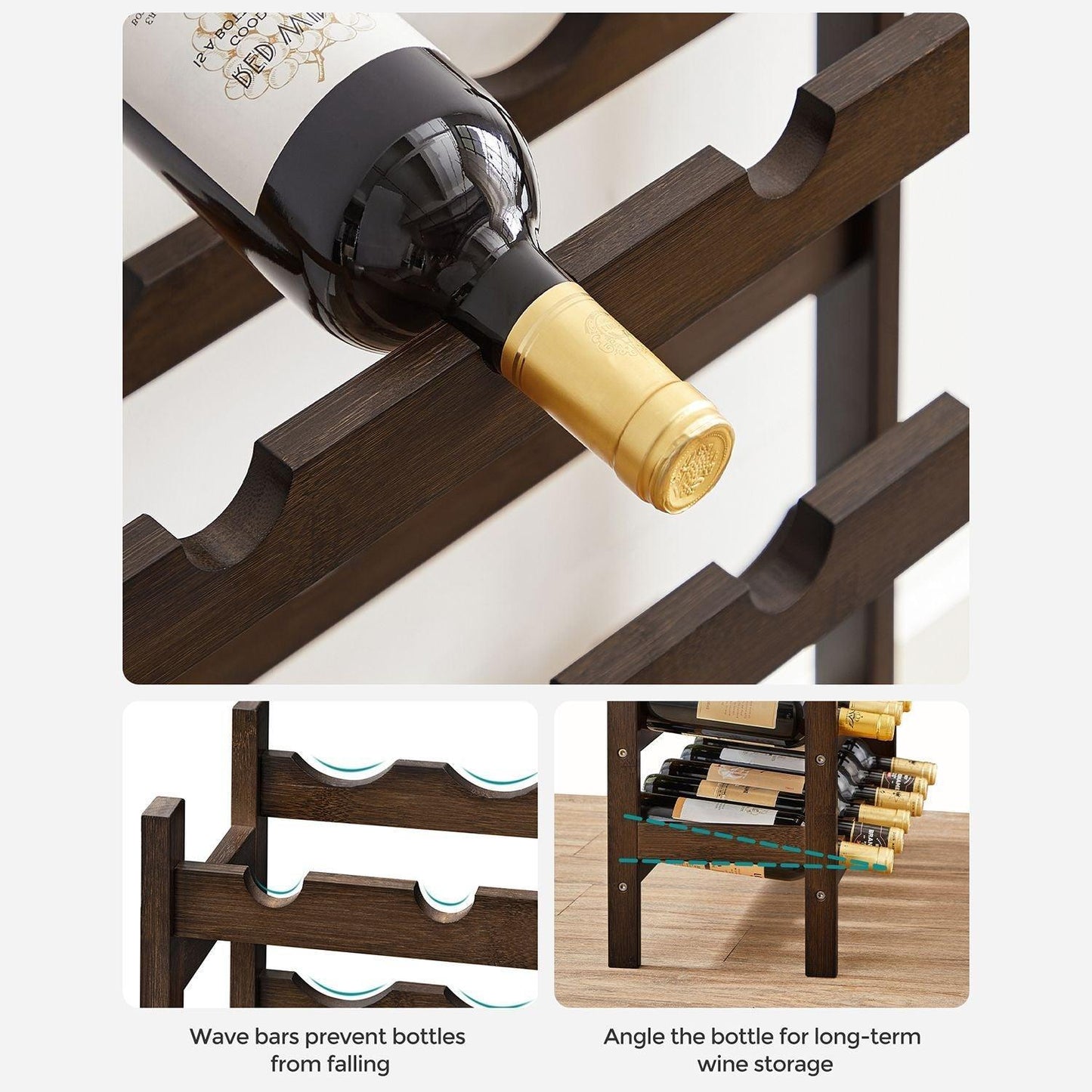 30- Bottle Walnut 5-Tier Wine Rack FredCo
