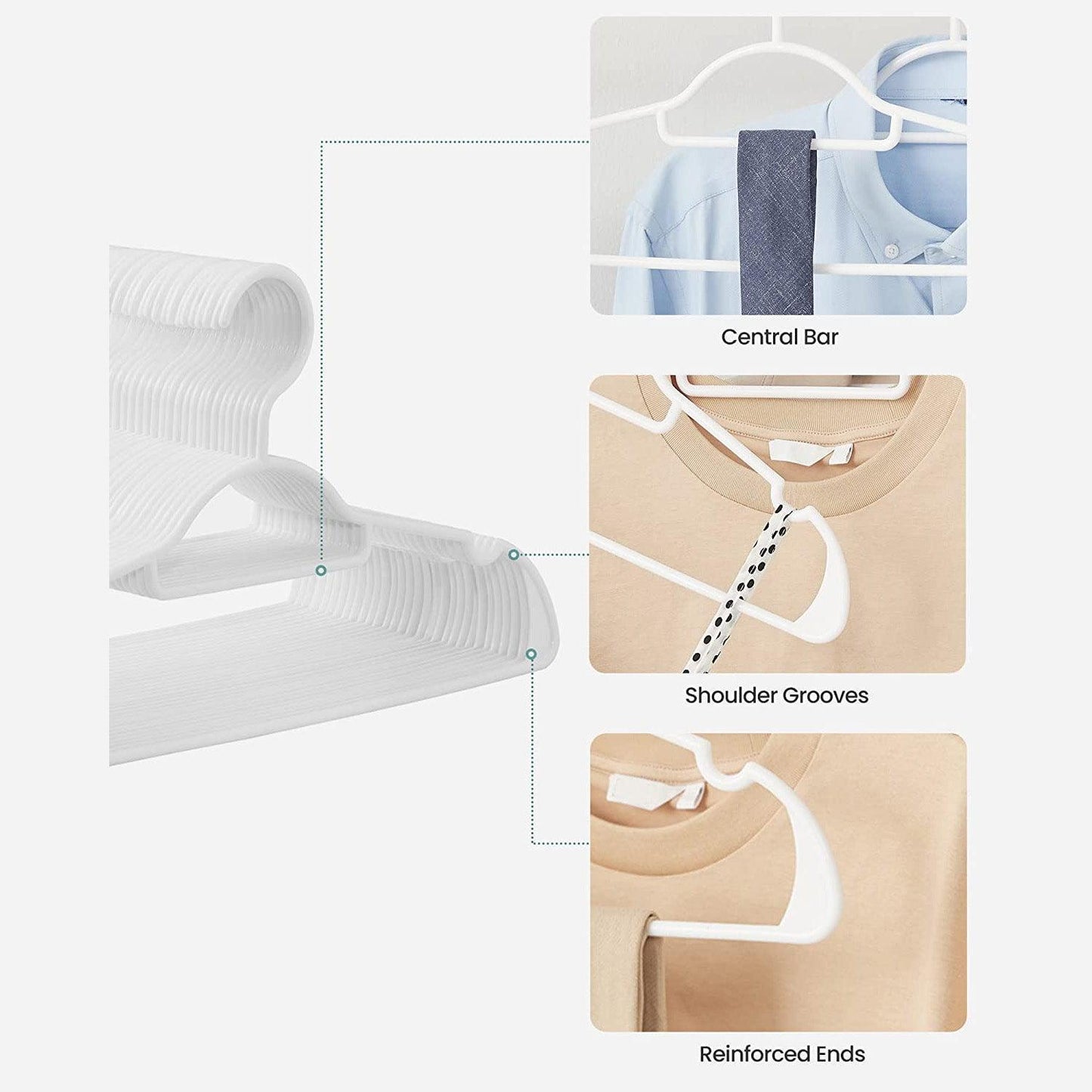 30-Piece White Plastic Hangers FredCo