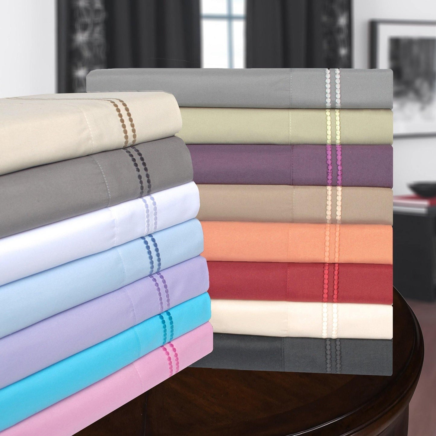 3000 Series Wrinkle Resistant 2 Line Embroidery Sheet Set FredCo