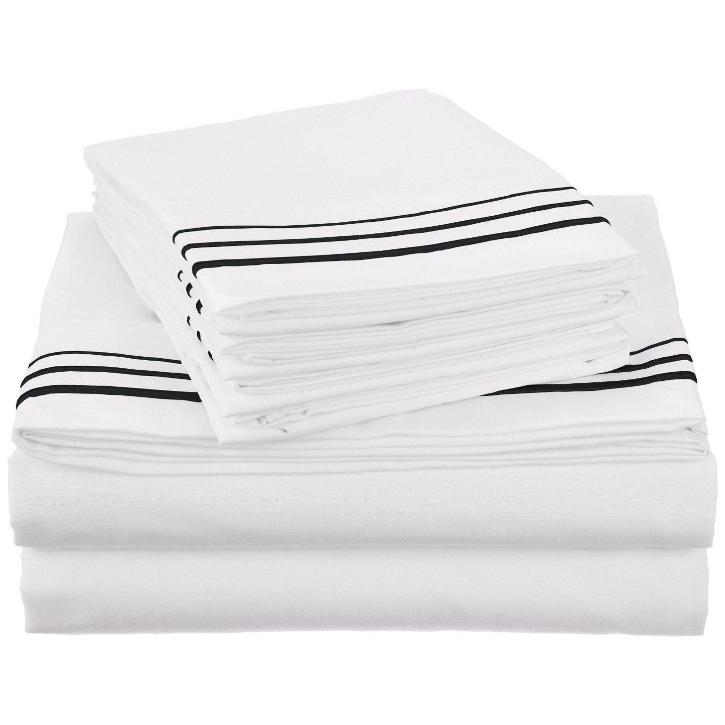 3000 Series Wrinkle Resistant 3 Line Embroidery 6 Piece Sheet Set FredCo