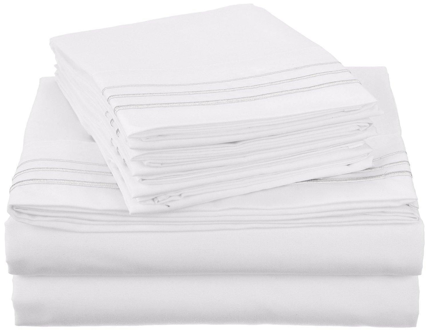 3000 Series Wrinkle Resistant 3 Line Embroidery 6 Piece Sheet Set FredCo