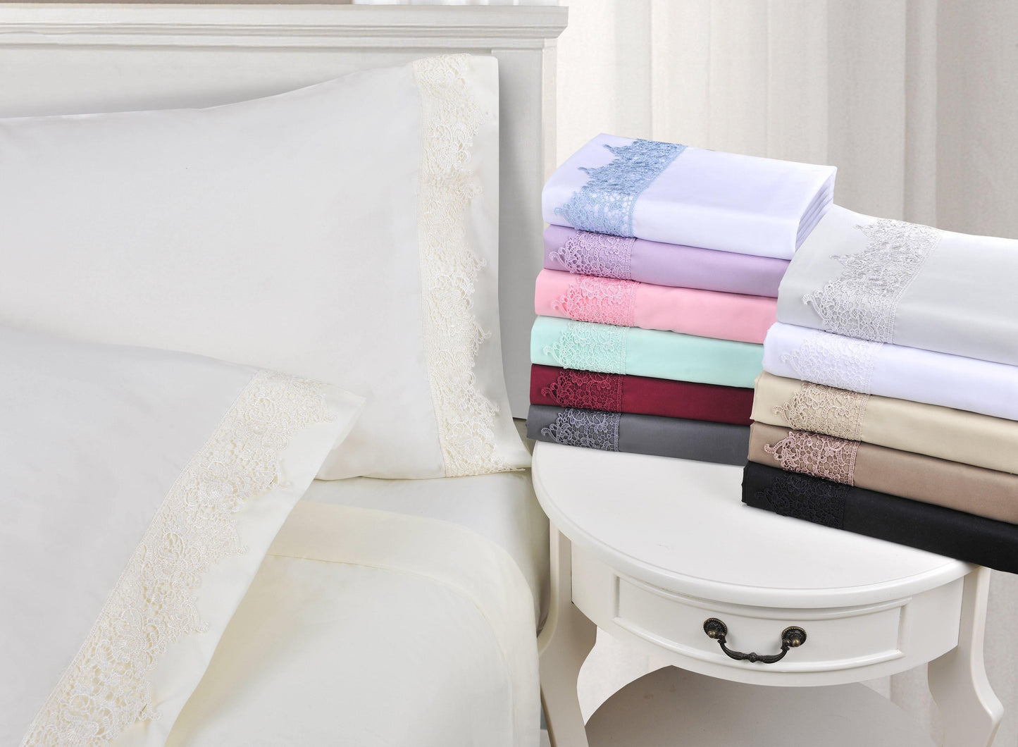 3000 Series Wrinkle Resistant Elegant Lace Sheet Set FredCo