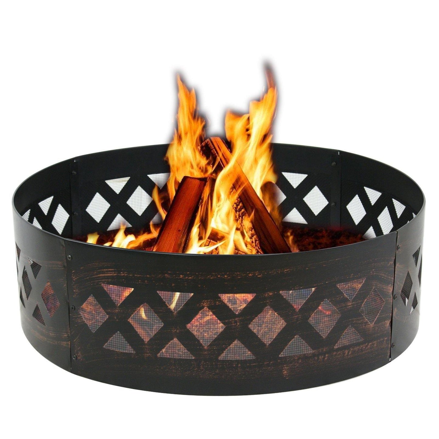 36" Portable Steel Fire Pit Ring Metal Campfire Ring Fire Rings Backyard Camping Cookout BBQ Patio FredCo