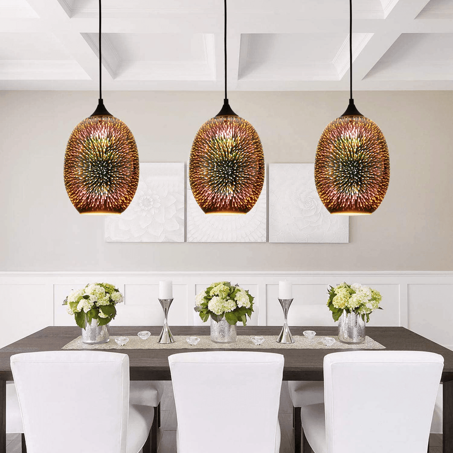 3D Pendant Lighting with Colourful Handcrafted Art Glass Hanging Light for Kitchen Island Dining Room Restaurant FredCo