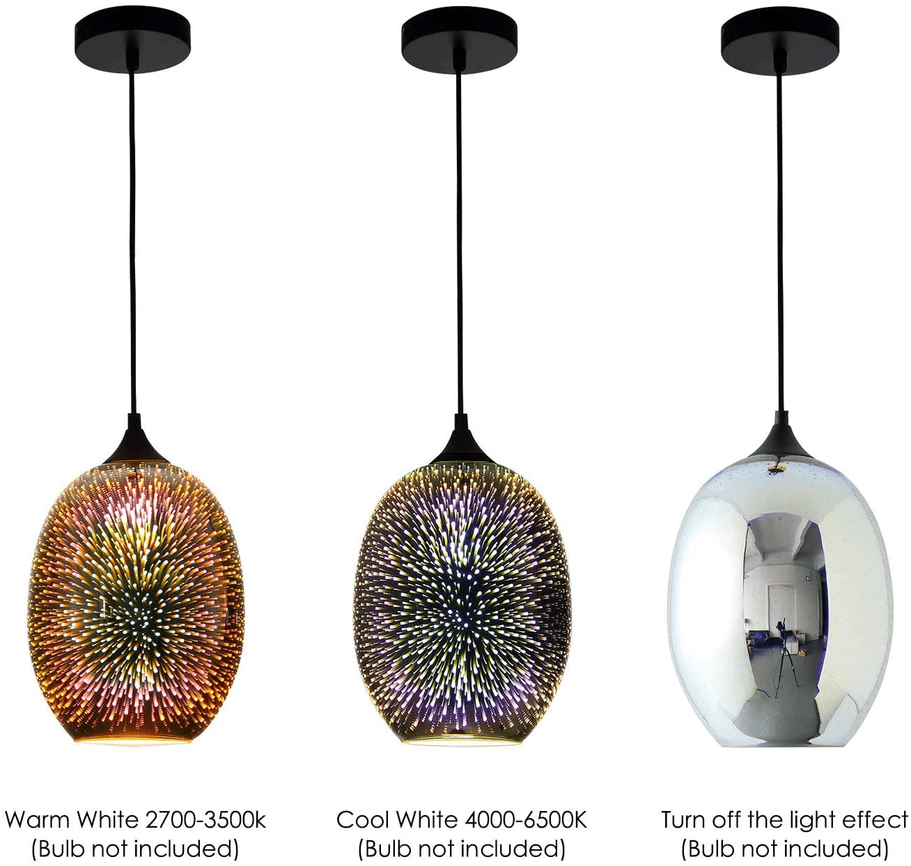 3D Pendant Lighting with Colourful Handcrafted Art Glass Hanging Light for Kitchen Island Dining Room Restaurant FredCo