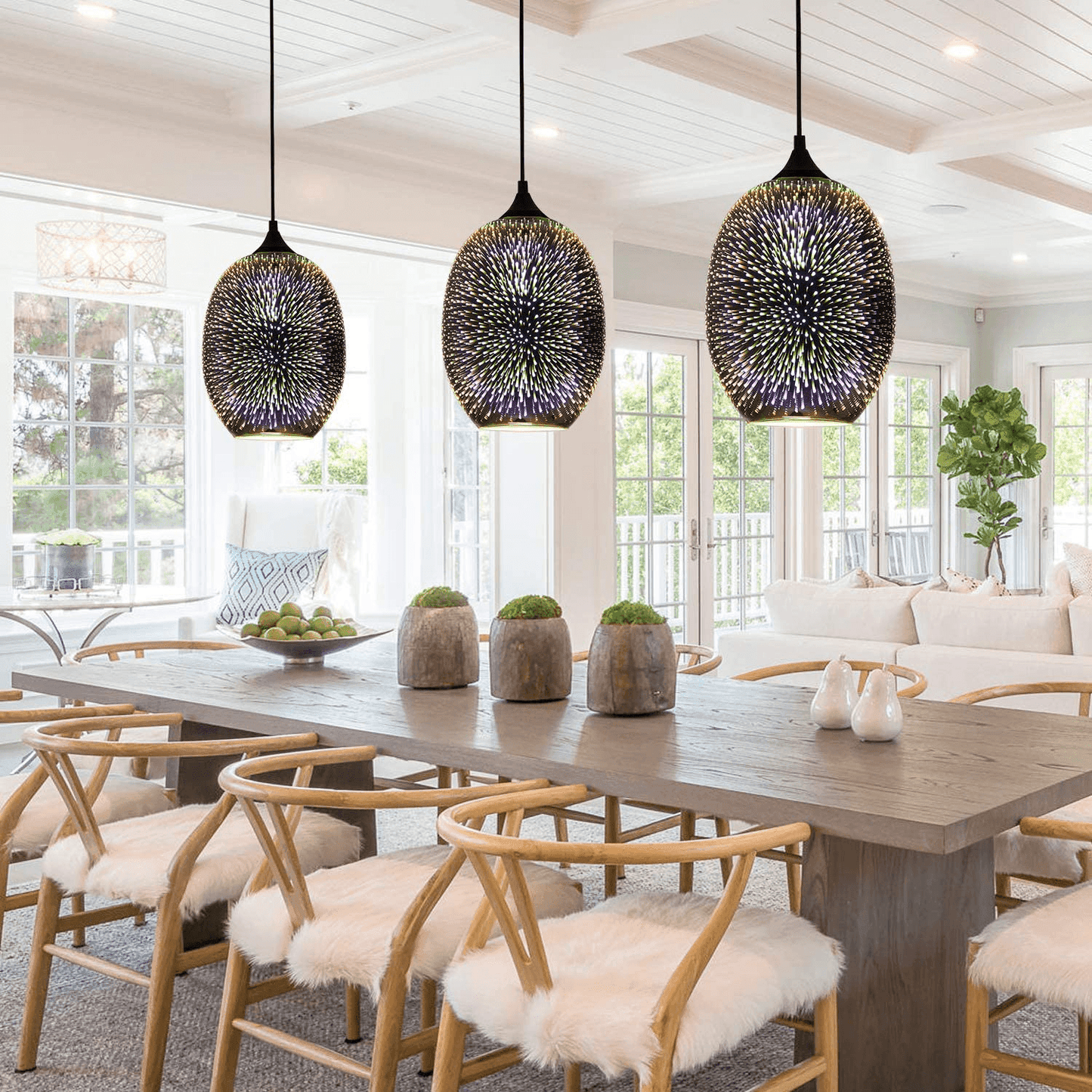 3D Pendant Lighting with Colourful Handcrafted Art Glass Hanging Light for Kitchen Island Dining Room Restaurant FredCo