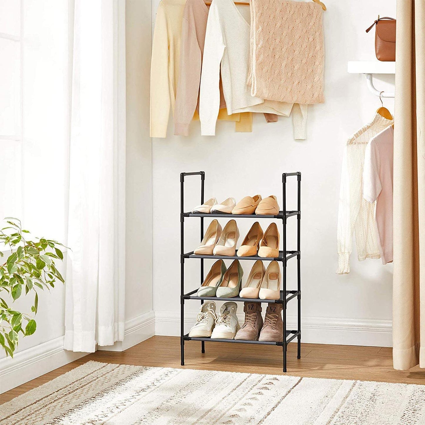 4-Tier Shoe Rack Black, 1 FredCo