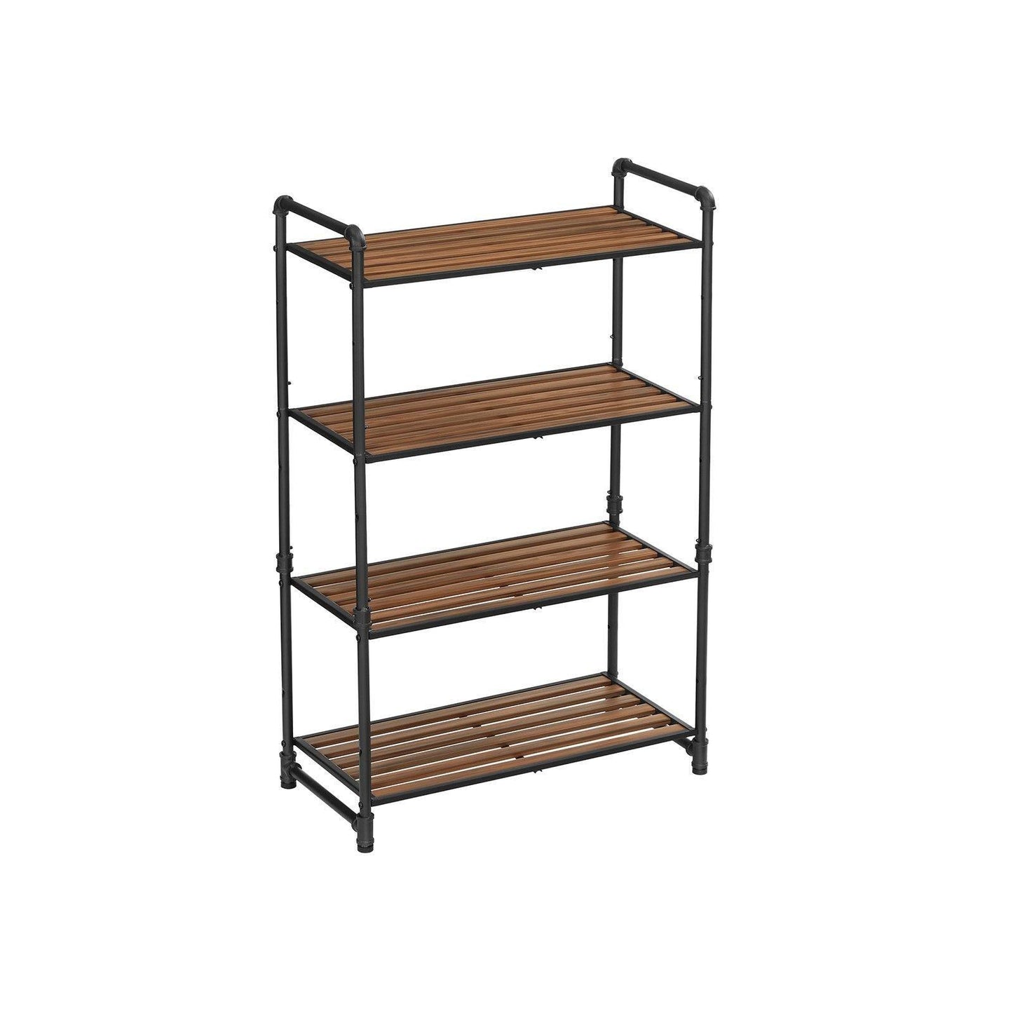 4-Tier Storage Rack Rustic Brown and Black FredCo