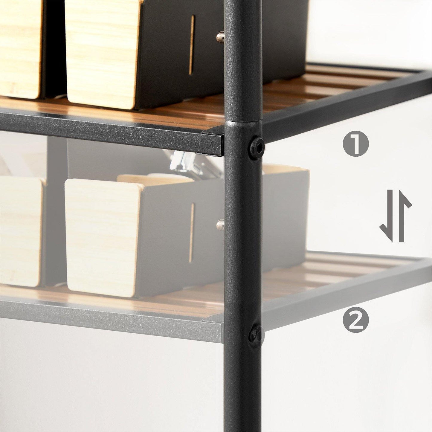 4-Tier Storage Rack Rustic Brown and Black FredCo