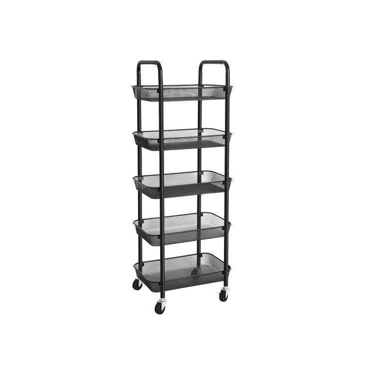 5-Tier Metal Storage Cart Black FredCo