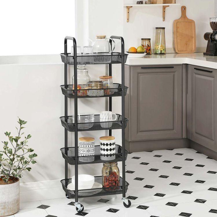 5-Tier Metal Storage Cart Black FredCo