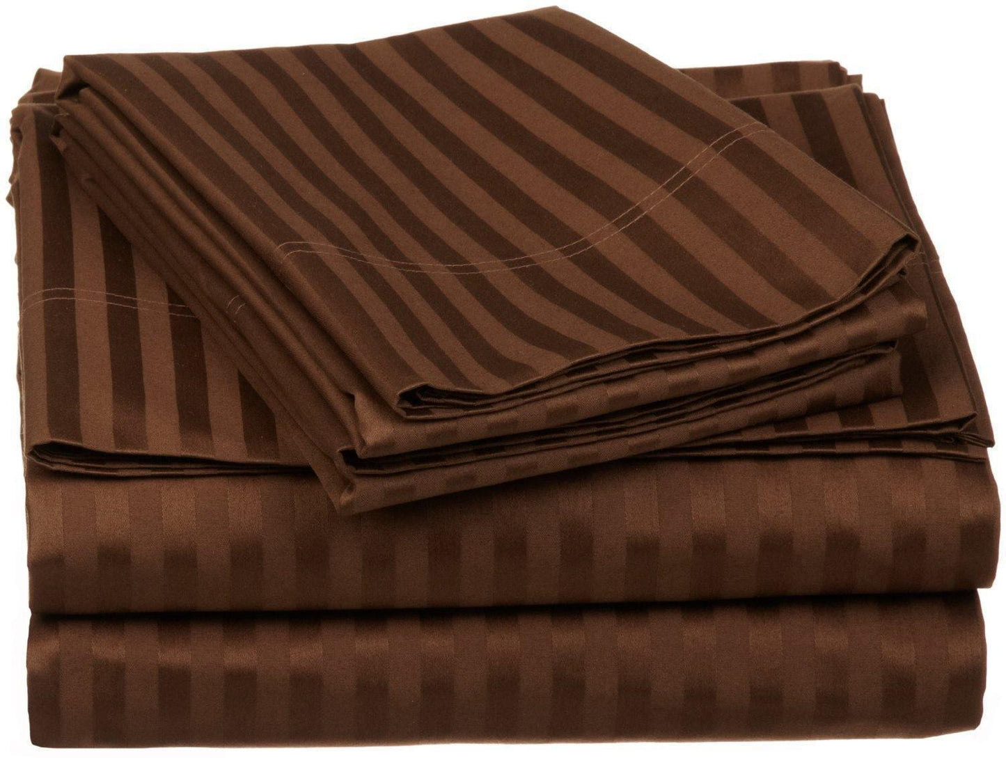 650-Thread Count 100% Egyptian Cotton Striped Deep Pocket Sheet Set FredCo